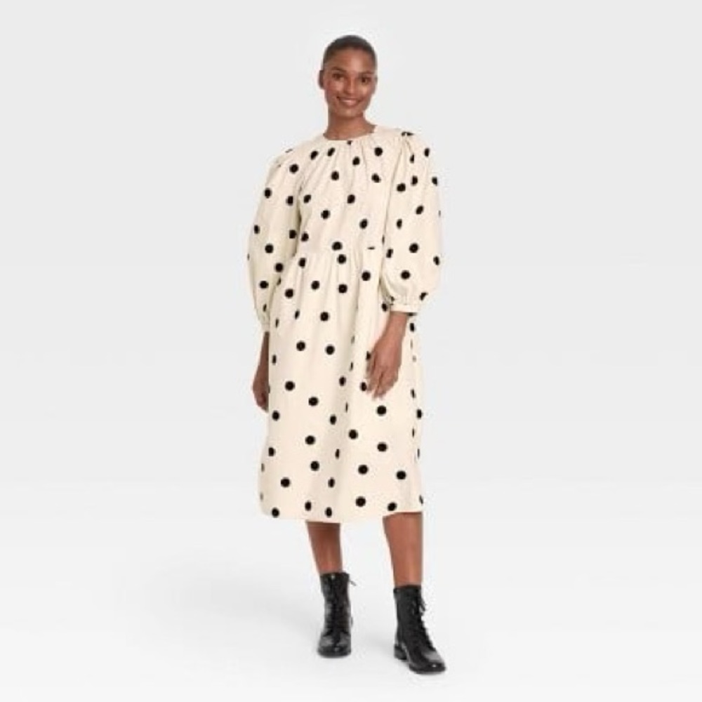 Who What Wear Midi 50s Polka Dot Dress